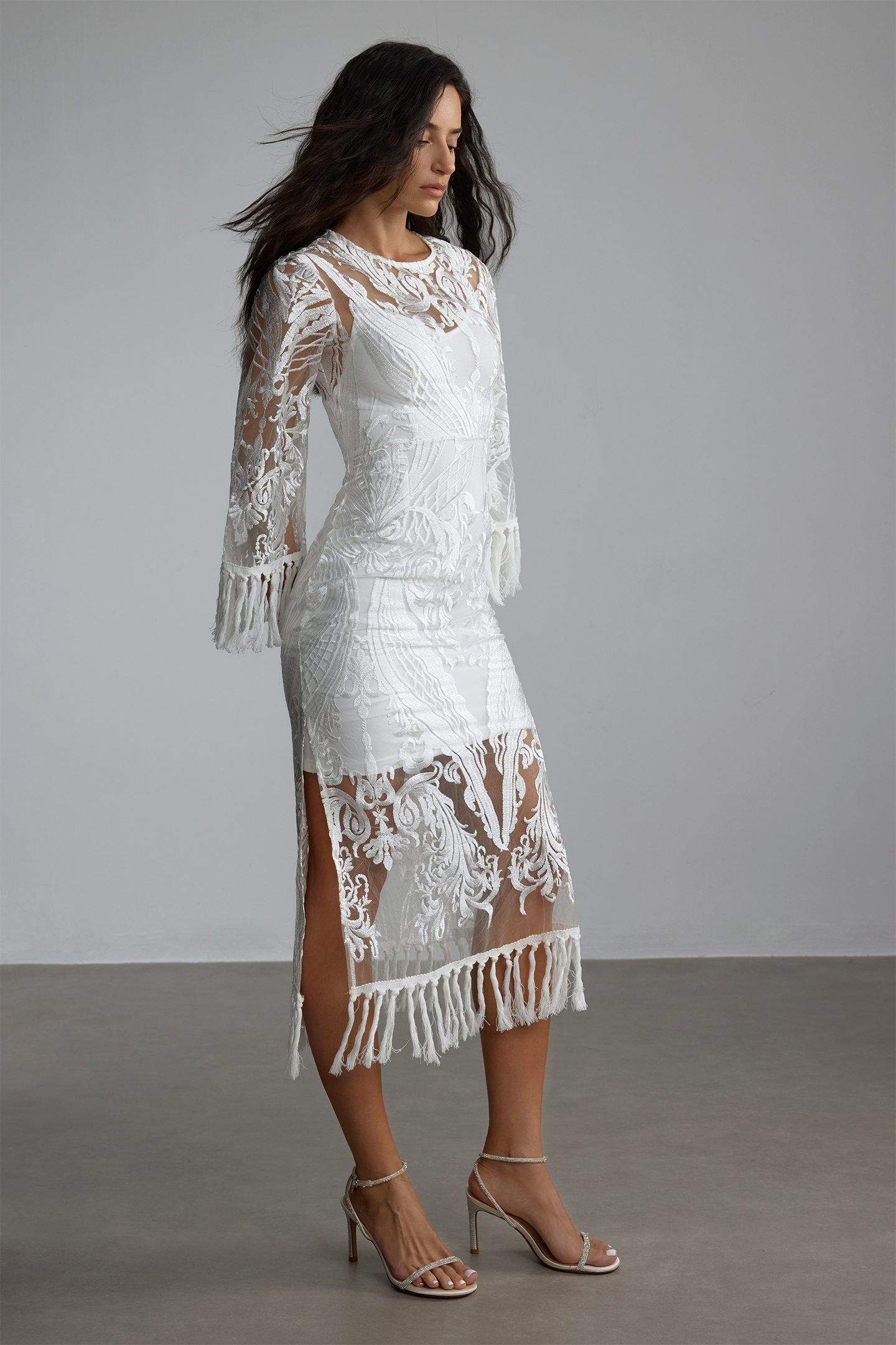 Lace Embroidered Tassel Two Piece Set