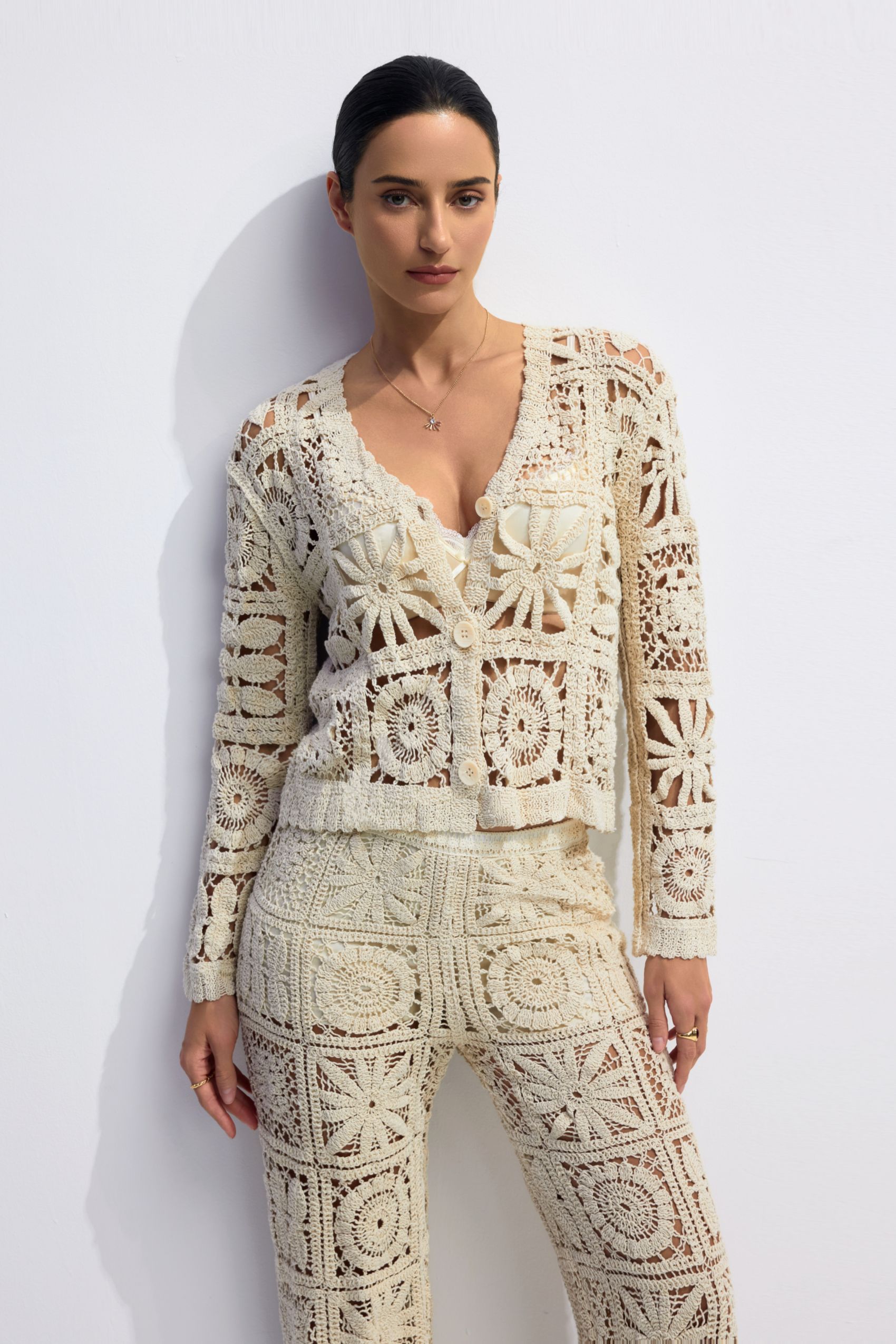 Floral Crochet Knitted Set